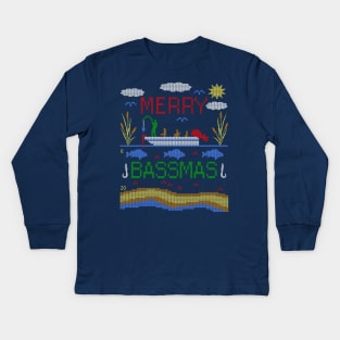 Funny Bass Fishing Merry Bassmas Ugly Christmas Sweater Shirt Kids Long Sleeve T-Shirt